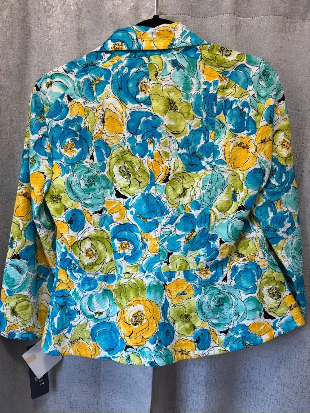 Nine West Bright Floral Quilted Jacket Blue, Yellow, Green 4 nwt